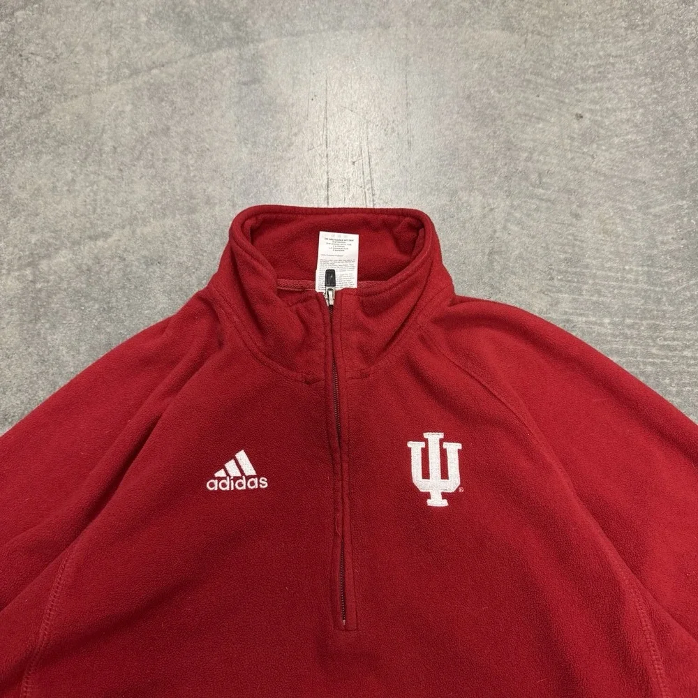 Adidas Indiana Hoosiers IU 1/4 Zip Fleece Pullover Red Mens Medium